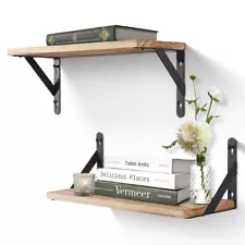 Floating Shelves, 2 Sets Wall Shelves, Wooden Floating Shelves for Wall Décor, W