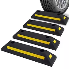 Pyle Heavy Duty Rubber Car & Truck Parking Wheel Stop Block, Set of 4 (Used)