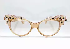 Francis Klein Cat Eye Eyeglass Frames COEUR A51 France Fancy Flower Floral *Read