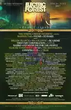 ELECTRIC FOREST MUSIC FESTIVAL 2017 Poster Concert Lineup 13X19