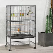 Large Rolling Metal Bird Cage for Parrot Lovebird Cockatoo Conure Canary Used