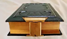 Old Photo Album With Clasp Victorian Gilded Green Leather Tooled