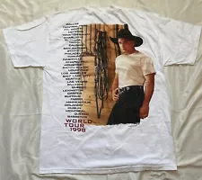 Vintage Garth Brooks Sevens World Tour 1998 Men's T-Shirt White Size Large Tags