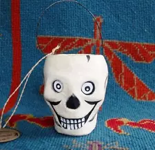 Bethany Lowe Halloween Small Glittered Skull Paper Mache Jack O'lantern JOL New