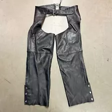 Cherokee Roadgear Genuine Leather Zip Off Motorcycle Biker Chaps Black Unisex M