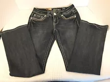 L.A. idol USA Wms Jeans Embroidered Pockets Rhinstones Leather Patch Bootcut NWT