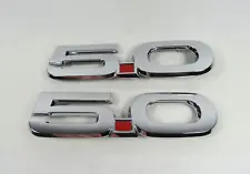 15-23 Ford Mustang GT 5.0 Emblems Front Fender Red Chrome Badge Nameplate Logo (For: 2015 Mustang)