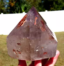 Amethyst Elestial ENHYDRO Water Bubble Red Clay Quartz Crystal Point For Sale