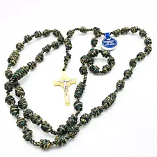 MONASTERY OF THE HOLY SPIRIT Handmade Knotted Rosary Original Tag Mixed Metals