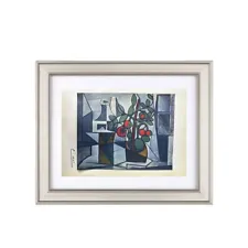 Pablo Picasso Original Signed Print , Carafe and Tomato Plant - Vintage Art