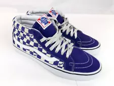 VANS x Pabst Blue Ribbon PBR Mid top Blue Suede Checkered 1844 Mens SZ 8