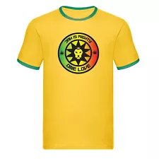 Jah is Mighty Lion of Judah Reggae Ringer T-shirt - Bob Marley Rasta Festival