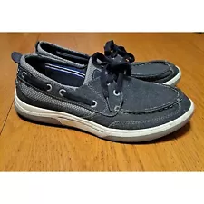 Mens size 9.5 margaritaville boat shoes blue jean denim color