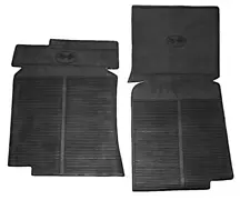 1968 - 1982 Corvette Floor Mats Cross Flags Logo Black Rubber Pair C3 NEW