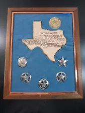 The Texas Rangers Commemorative Foundation Five Replica Badges in Wood Frame