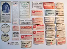 31 Mixed Vintage Pharmacy labels including 9 POISON new unused Lot G-2