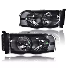 Clear Corner Black Headlights Left+Right Fit For 02-05 Dodge Ram 1500 2500 3500