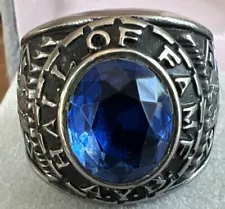 Cooperstown NY Little Majors Baseball Hall Of Fame Blue Stone Ring Size 8 3/4