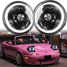 2x For Mazda Miata MX-5 MX5 1990-1997 DOT 7" inch Round LED Headlights Halo DRL (For: Mazda Miata)