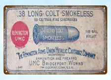 UMC .38 Long Colt Smokeless ammo metal tin sign wall decor for sale gunammo