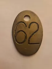 Antique / Vintage Solid Brass Cow Cattle Number Tag #62