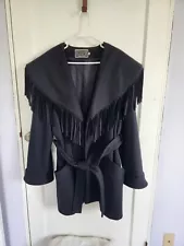 Vintage Spencer Douglas Wool Coat With fringe and shoulder pads Women's 18