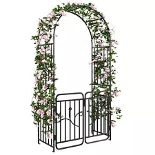 TAUS 7.2' Metal Garden Arch with Gate Garden Arbor for Climbing Plants