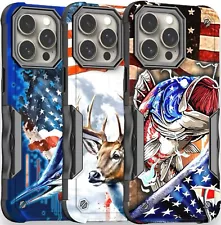 Case for iPhone XR 11 12 13 14 15 Pro Max 5G Bumper Cover Fishing Hunting Design