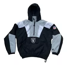 Vintage 90s Starter Oakland Raiders Proline Hooded Pullover Jacket Mens XL