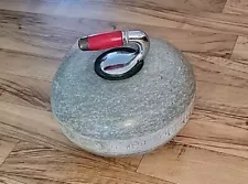 Vintage Granite Curling Rock Stone 40lbs Olympic Winter sports Red Handle