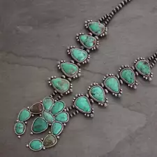 *NWT* Full Squash Blossom Natural Turquoise Necklace-7317250089