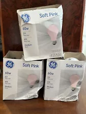 GE Specialty Soft Light 60 Watt ~ PINK Bulbs ~ 3 Packs/6 Bulbs ~ Discontinued