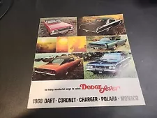 1968 Dodge Charger Coronet Dart Sales Brochure Catalog Booklet Old Original