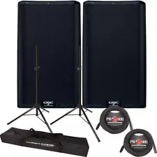 QSC K12.2 K.2 Series Active 12" Loudspeaker Speaker Pair + Stands + Cables