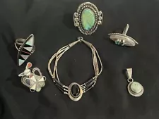 Sterling Silver Native American Jewelry Rings Bracelet Pendant Various Sizes