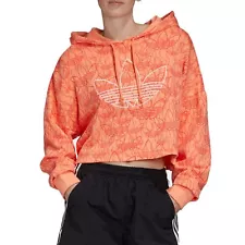 adidas Originals Women's Cut Trefoil Sweatshirt Small Sweatshirt ED7556 Orange