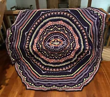 Handmade Crocheted  Mandala  Afghan- Queen Size Octagon Heavy Blanket