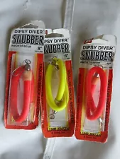 (3) Luhr-Jensen 8” Salmon Dipsy Diver Snubber Trolling Orange Yellow NEW