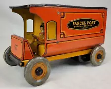 Lithographed Tinplate Strauss "Parcel Post" Van 9" Long USA Excellent & Working