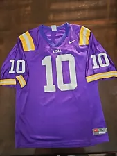 Nike LSU TIGERS #10 Purple Football Jersey Mens Size XL