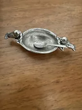 Vintage Pewter Bird Bath Salt Cellar W/spoon By Basic Spirit Made In Canada