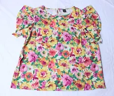 SHEIN VCAY Women's Spring Ruffle Sleeve Printed Top EJ3 Floral Print Large