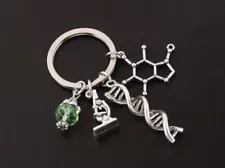 Microscope And DNA double Helix Keychain Science Gift