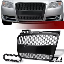 For 2005-2008 Audi A4 B7 Matte Black Rs-Mesh Front Bumper Grille ABS+Logo Base (For: More than one vehicle)