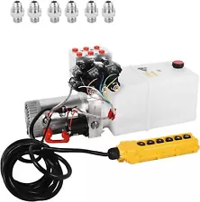 Hydraulic Power Unit Pump 6 Way 6 Quart Double Acting Dump Trailer Car Lifting