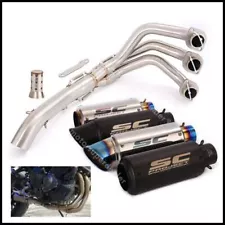 For Yamaha MT-09 Tracer XSR900 FJ09 Black Muffler Exhaust Front Pipe Full System (For: 2020 Yamaha MT-09)