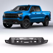 Steel Front Bumper For 2022-2024 Chevy Silverado 1500 w/Winch Plate + LED Lights