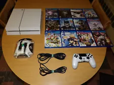 SONY PLAYSTATION 4 PS4 White 500GB Console Bundle with Controller Cords 12 Games