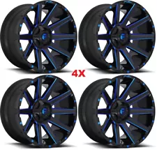 24X14 FUEL CONTRA D644 BLACK W/ CANDY BLUE WHEELS RIMS F-150 6X5.5