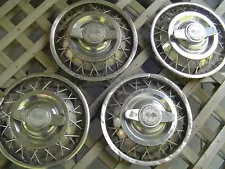 FOUR 13 INCH VINTAGE CHEVROLET CORVAIR WIRE SPINNERS HUBCAPS WHEEL COVERS CHEVY